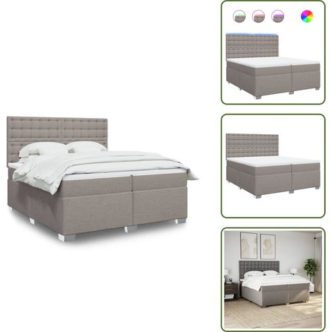 The Living Store Sommier à lattes de lit avec matelas Taupe 200x200 cm Tissu - Lit Plateforme - Lit Design - Lit Moderne - Lit Double - Matelas À Ressorts Ensachés