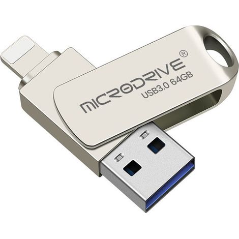 USB-Stick – 32 GB – Metall – 2-in-1 USB-A und Lightning – Kompatibel mit iPhone und iPad – USB 2.0 – Lesen/Schreiben (1/5)