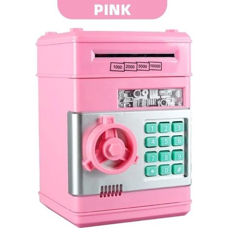 Coffre-fort à serrure à combinaison numérique - Tirelire électronique - Pour enfants et adultes - Rose (1/5)