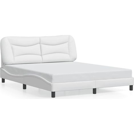 Lit double Lit adulte Cadre de lit sans matelas Hvar blanc 160x200 cm similicuir (1/5)