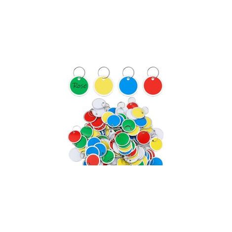 50pcs Porte Clef Etiquette Metal, 31mm Round Paper Tags Ronds Porte Clés Étiquettes pour Clés Rondes pour Bagages Sac à dos Clés de Voiture et Clés de Porte