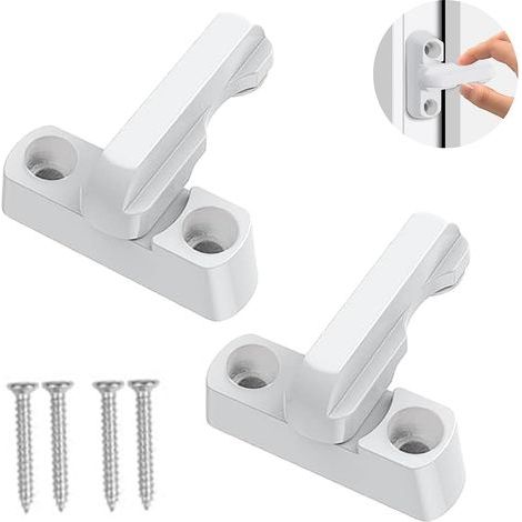 – Juego de 2 cerraduras de aluminio para ventanas – Cerraduras limitadoras para puertas y ventanas – Fácil instalación – Mayor seguridad (1/5)