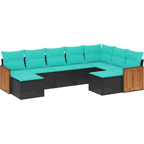 Maison Exclusive - 9-teiliges Gartensofa-Set mit Kissen, schwarze (1/5)