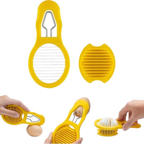 Eggler 2‑Dans‑1 outil à œufs compact, dur‑Écaleur et coupe-œufs à la coque, multifonctionnel pour casser la coquille, garnir et écaler, ustensile de cuisine jaune (1/5)