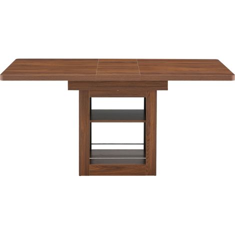 Table à manger extensible pour 4 à 8 personnes avec rangement, plateau en MDF aspect bois foncé, rails métalliques, idéale pour petite cuisine CHICFURN (1/5)