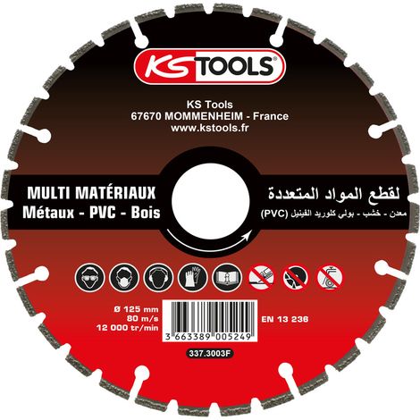 KS Tools - Disque diamant métaux-pvc-bois (AVR) - pour meleuse d'angle sur batterie - disque diamant 125mm - 337.3003F