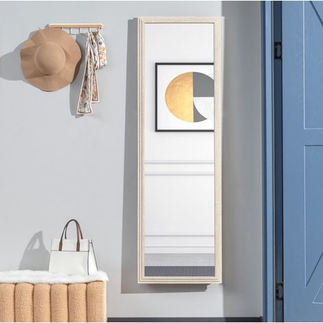 Specchio da parete e da terra 160 x 50 cm rettangolare con cornice bianca OKWISH (1/5)