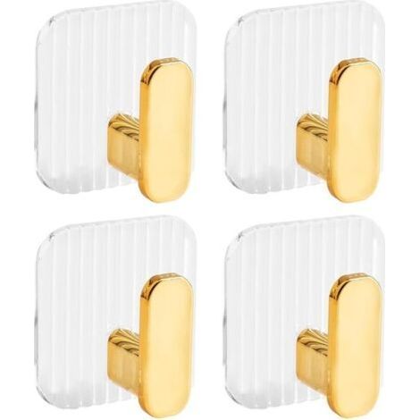 4 Stück goldene Klebehaken für die Wand, Badezimmerhaken, Küchenhandtuchhaken, Türhaken, Klebehaken für Kleidung, Handtücher und Hüte (1/5)