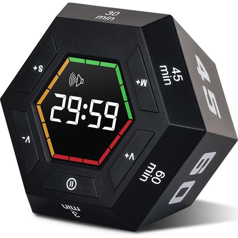 Temporizador, temporizador de cubo, temporizador de cuenta regresiva inteligente preestablecido de 3/5/15/30/45/60 minutos, herramienta de gestión del tiempo fácil de usar
