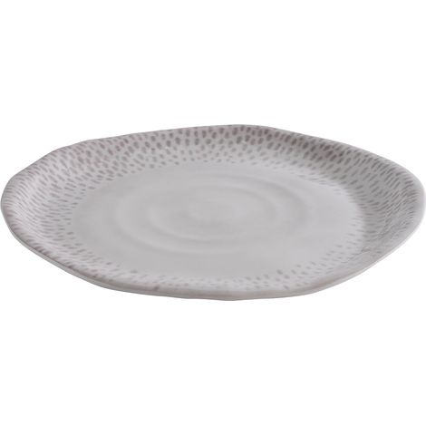 Assiette Ø 26,5 cm hauteur 2,5 cm mélamine décor blanc-gris (1/5)