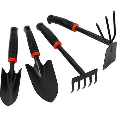 Set di 4 palette da giardino in acciaio di alta qualità, con impugnatura ergonomica antiscivolo, ideali per piantare in piccole aree e vasi. (1/5)