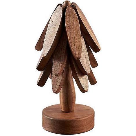 Dessous de plat en bois en forme d'arbre pour théières et théières (1/4)