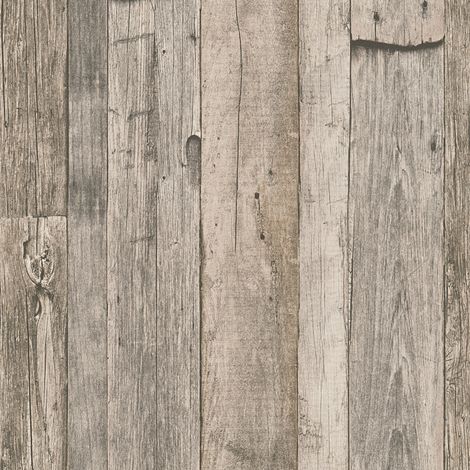 A.S. Creations – Papier peint vinyle marron effet bois – Lessivable et brossable – Raccord sauté – Résistance à la lumière bonne