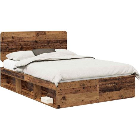 Bed Frame with Headboard Old Wood 150 x 200 cm Solid Pine Wood vidaXL