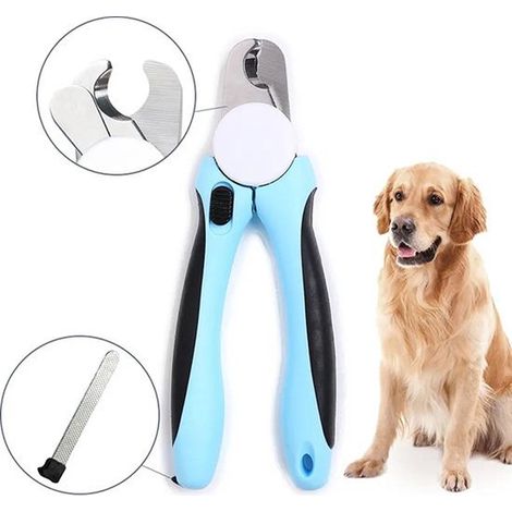 Pince à ongles professionnelle pour chien et chat - Avec butée de sécurité et limes à ongles - Bleu - 1 pièce - Toilettage animal (1/5)
