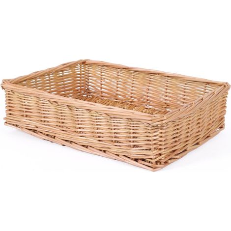 Cesto a vaschetta in vimini bianco, 40x30x10 cm (1/2)