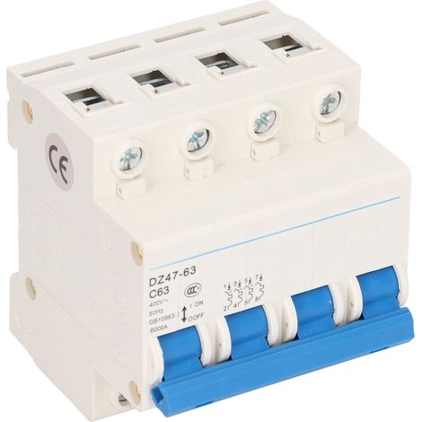Disjoncteur miniature 4 pôles 63A, interrupteur protecteur de circuit 400V pour usage résidentiel, coupe-circuit modulaire (1/5)