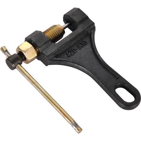 Robust black tool for removing and attaching motorcycle chains, sizes 420/428/520/525/530, multifunctional chain puller tool.