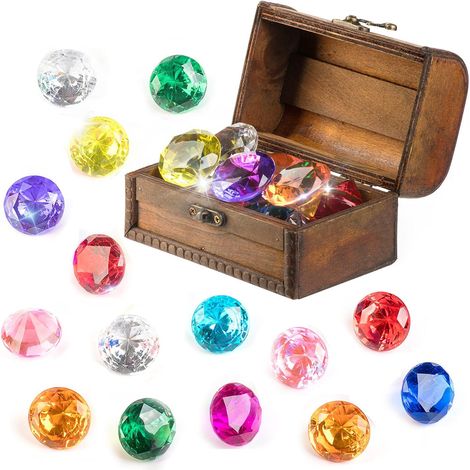 Coffret de pirate avec 15 gros diamants colorés, jouets sous-marins et pierres précieuses, coffret de plongée, jouets d'apprentissage de la natation, cadeau (1/5)