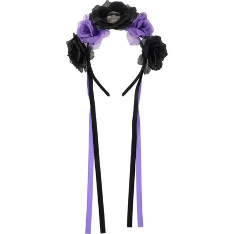 Lila Stoff-Kopfschmuck zum Tag der Toten, Halloween-Feier (1/5)
