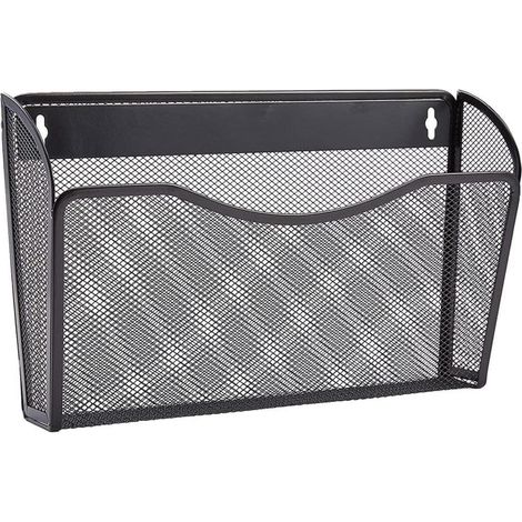archivador de pared, soporte para documentos, revistero, organizador de una sola ranura, para montaje en pared, ideal para oficina o hogar, color negro. (1/5)