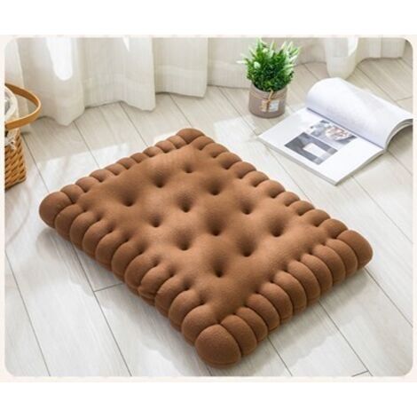 (Marron)1 pcs Adorable coussin imitation biscuit rectangle coussin pour siège, sol, bar, salle de jeux lvory (1/5)