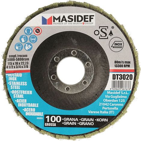 Disco abrasivo lamellare D.125x18mm gr 180 per inox