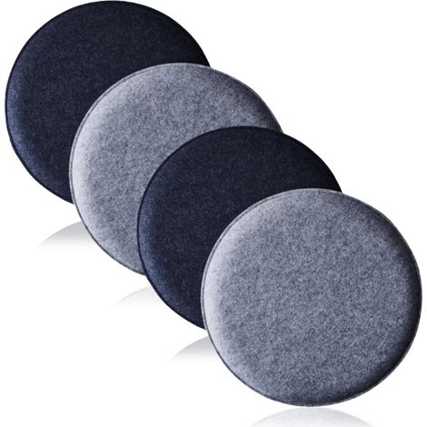Lot de 4 Coussin de chaise rond en feutre 35cm épaisseur 2cm lavable 30° pour salle à manger terrasse (1/5)