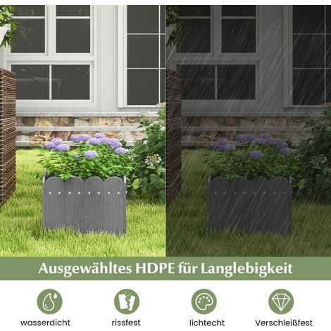 Wetterfestes Pflanzkasten-Set aus HDPE - 32 x 30 x 25 cm, Grau