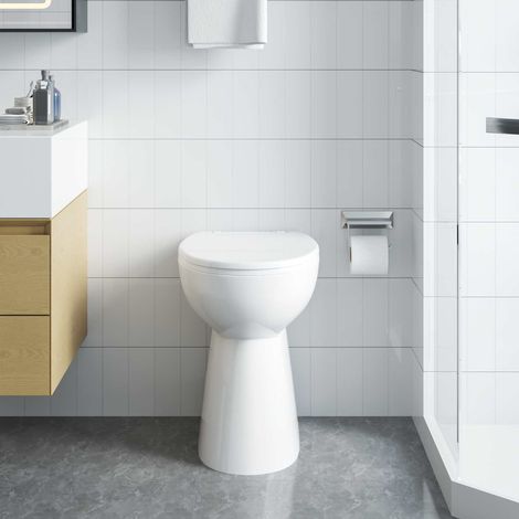 vidaXL Rimless Toilet 7 cm Extra Height Soft Close Ceramic White (1/5)