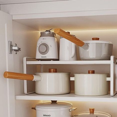 étagère de Rangement en métal,étagère de Cuisine Avec tapis antidérapant,Organiseurs de Placards,pour Placard de Cuisine/salle de bain/comptoirs/ustensiles(Blanc). (1/4)