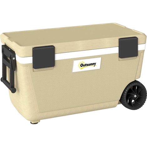 70L Cooler Box with Wheels, 72-Hour Insulation, Drain Valve