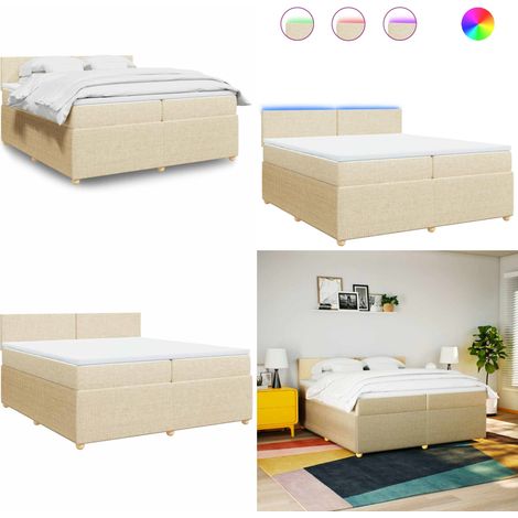 vidaXL Sommier à lattes de lit avec matelas Crème 200x200 cm Tissu (1/5)