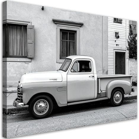 Bild auf Leinwand Weißer amerikanischer Pickup-Truck auf einer Straße in Havanna 60x40 (1/5)