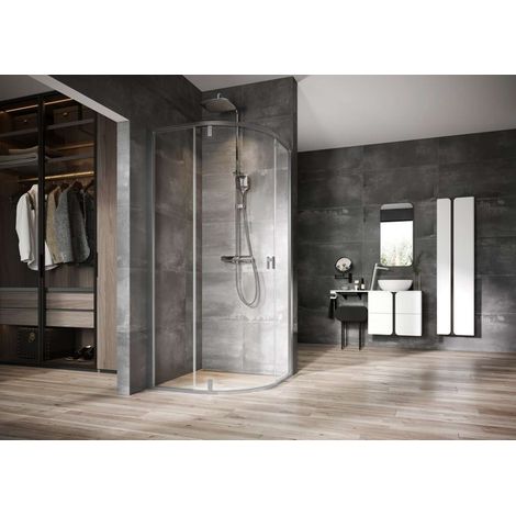 Ravak Nexty - Cabina de ducha cuarto de círculo, 90x90 cm, cristal satinado/claro 3O677U00Z1