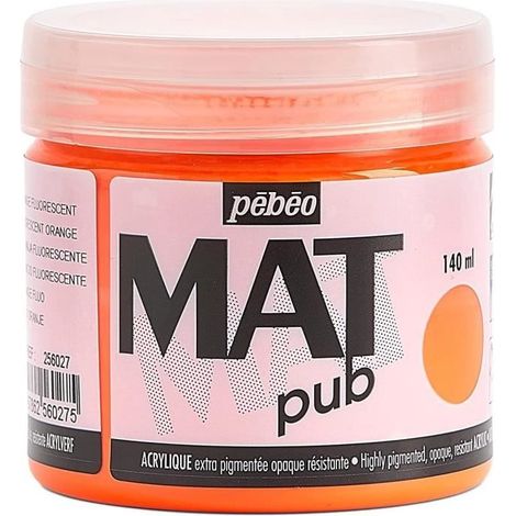 Pot 140ml Peinture Acrylique MAT pub ORANG FLUO (1/4)