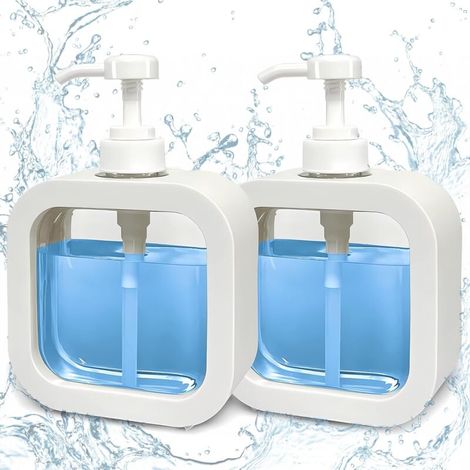 2Pcs Empty Pump Bottle 300ml Soap Dispenser Refillable Dishwashing Liquid Dispenser Shower Gel Dispenser Suitable for Liquid Soaps, Detergents, Lotions, Oils, Shampoos