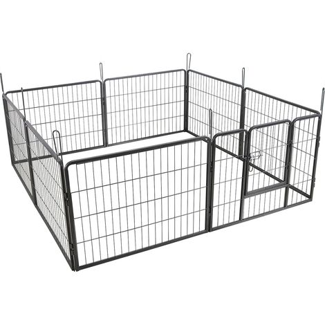 Parc enclos cage pour chiens chiots animaux de compagnie 163 x 163 cm gris (1/3)