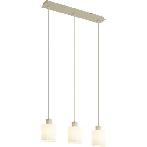 QAZQA Skandinavische Hängelampe Beige mit weißem Glas 3-flammig - (1/5)