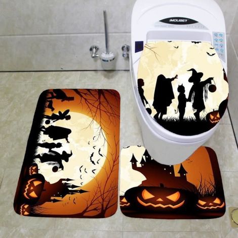 Tapis de toilette - - Modèle H-Halloween - Non Slip - Absorbant - Lavable à la machine - 45x75cm (1/3)