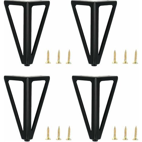 4 Pieds de Meubles Noirs, 6"/15cm Pieds de Meubles de Rechange en métal, Pieds de Meubles, Pieds de Meubles, Pieds de Table, Pieds d'armoire, pour chaises, Placard, canapé (1/5)