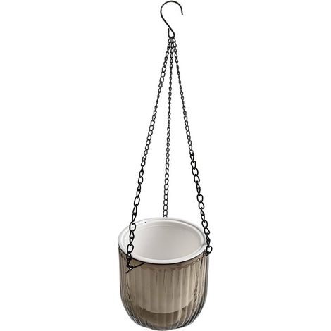 Ensemble de 2 pots transparents à arrosage automatique pour l'intérieur et l'extérieur, suspendus (1/5)
