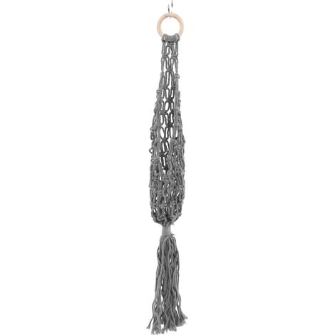Hamaque suspendu pour fruits gris, fabriqué à la main, filet en corde portable, panier de rangement mural pour cuisine, crochet inclus. (1/5)