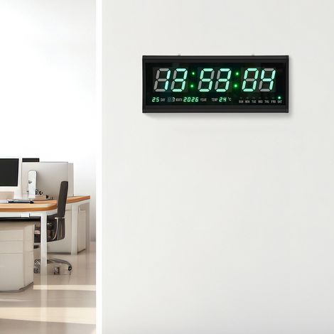 YISSALE-LED-Digital-Wanduhr mit Datums- und Temperaturanzeige - moderne Zeitanzeige mit großem Display, vielseitig einsetzbar im Wohnzimmer, Schlafzimmer, Büro, Hotel, Café und Konferenzraum (1/5)