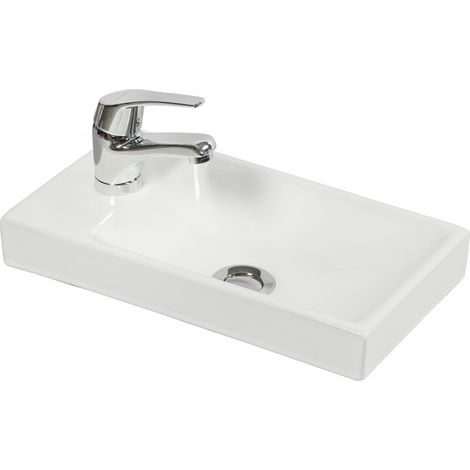 Plan de toilette pour meuble lave-mains IRIS - Largeur: 41 cm - Profondeur: 23 cm - Blanc brillant
