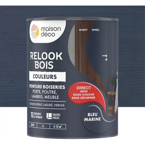 Peinture Maison Déco Relook Bois Couleurs Bleu marine 1 L (1/2)