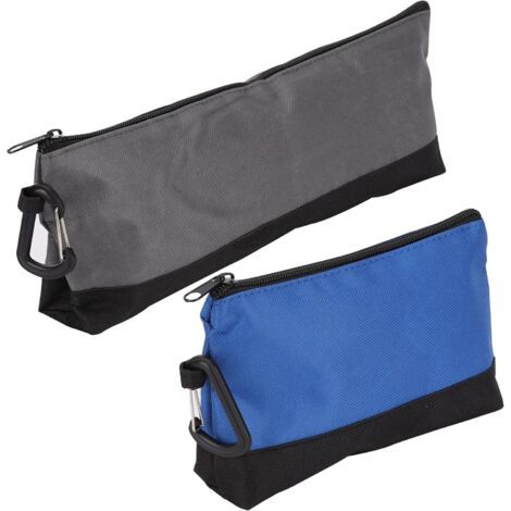 QORVA-Lot de 2x Trousse à Outils à Fermeture Éclair avec Mousquetons - Pochette de Rangement Multi-usages très Résistante - Sac a Outil 2 tailles - Sacoche Bricolage Vide