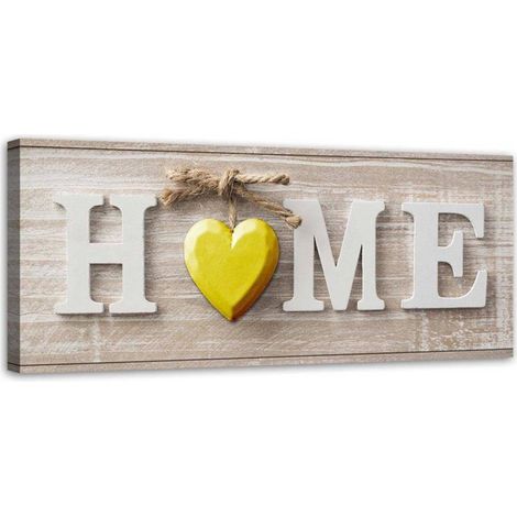 Tableau sur toile Accueil Maison Cœur Bois Planches 90x30 (1/5)
