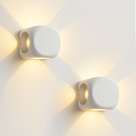 Set 2 Applique da Muro 4 Led Lampada a Parete Bianca Luce Bianco Caldo 6x6x5cm (1/5)
