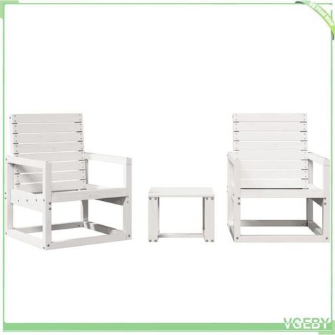 Ensemble de salon de jardin 3 pièces - FAFEICY - 832553 - Bois de pin massif - Blanc - Table et 2 chaises (1/5)